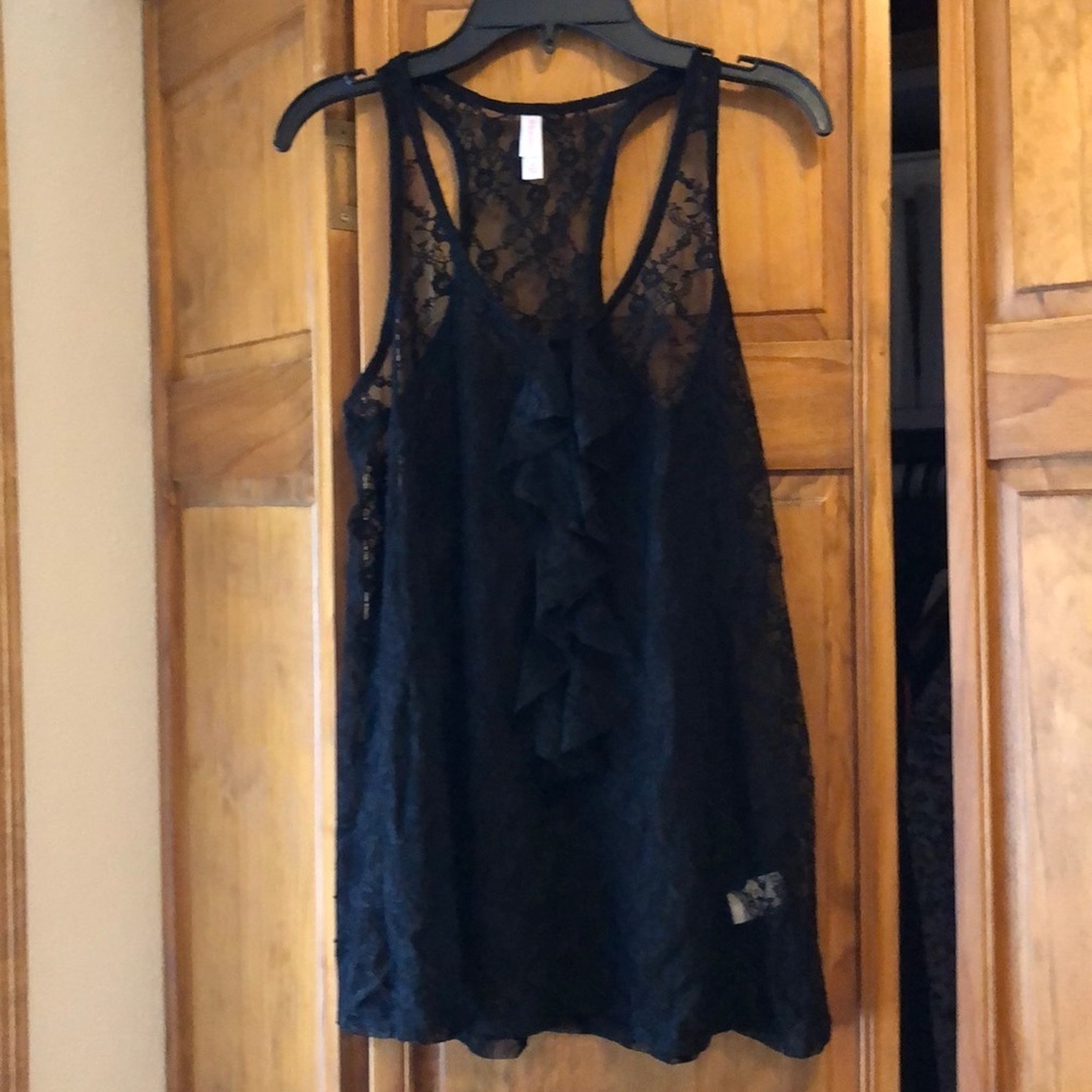 Xhilaration XS Black Lace Flowy Tank Top
